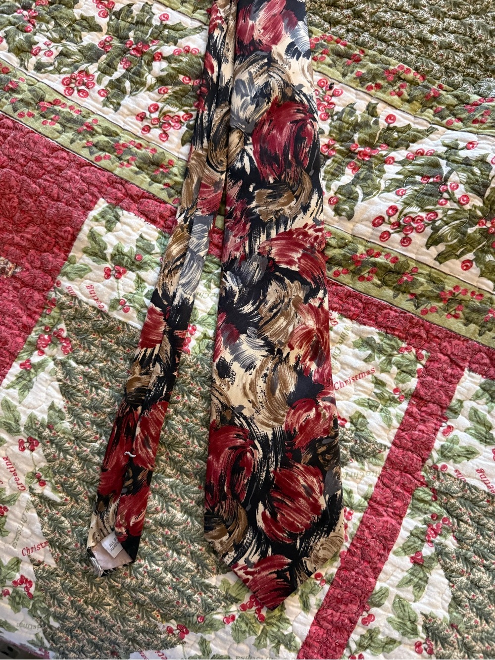 Pierre Cardin Brushstroke Silk Tie in Red, Black & Gold